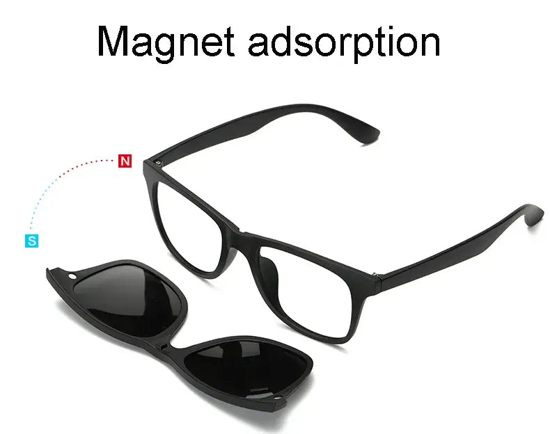 Magnetic Polarized Sunglasses 6in1 with Protective Leather Bag - Unisex