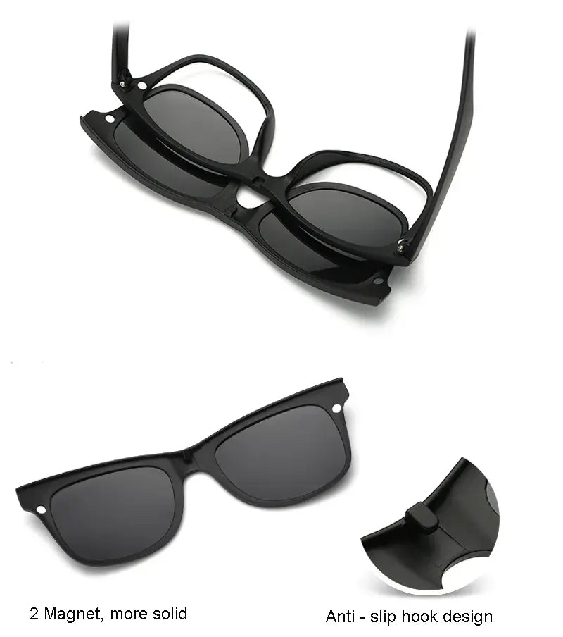 Magnetic Polarized Sunglasses 6in1 with Protective Leather Bag - Unisex