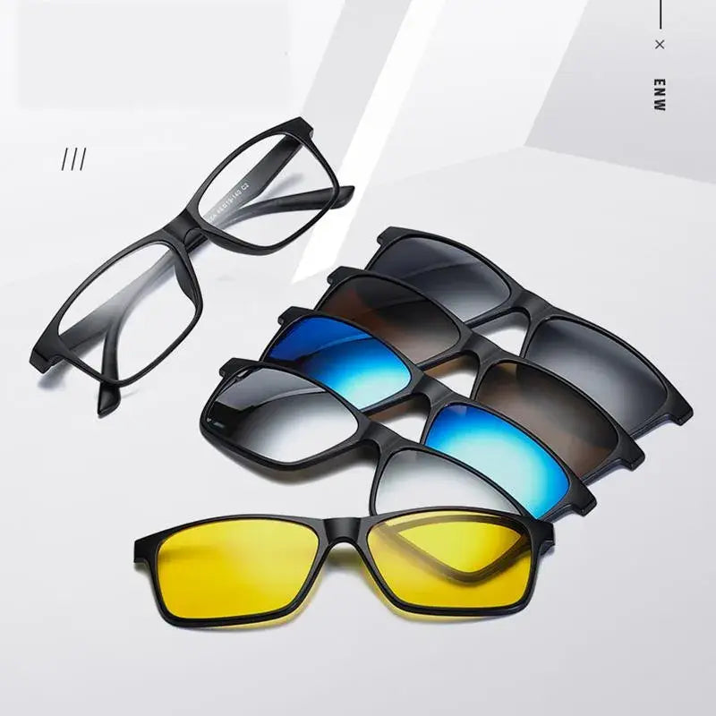 Magnetic Polarized Sunglasses 6in1 with Protective Leather Bag - Unisex