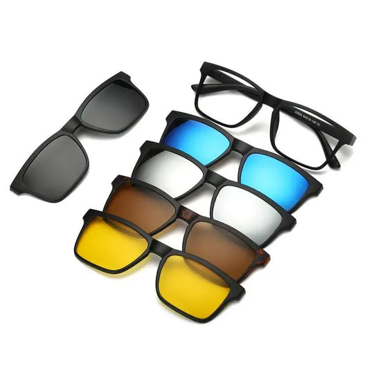 Magnetic Polarized Sunglasses 6in1 with Protective Leather Bag - Unisex