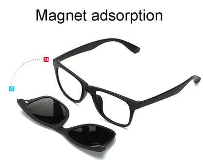 Magnetic Polarized Sunglasses 6in1 with Protective Leather Bag - Unisex