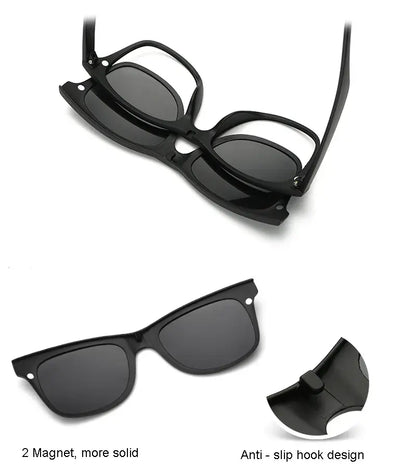Magnetic Polarized Sunglasses 6in1 with Protective Leather Bag - Unisex