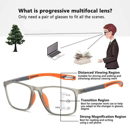 Progressive Multifocal Photochromic Reading Glass Near and Far