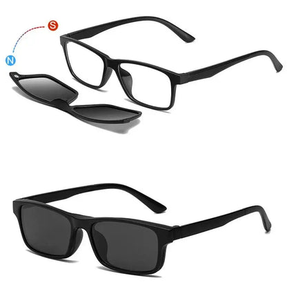 Magnetic Polarized Sunglasses 6in1 with Protective Leather Bag - Unisex